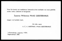Dankbericht ivm overlijden van S.W. MG (1959)